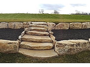 Natural Boulder Steps, Walls, Firepits